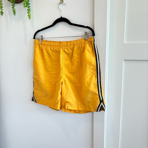 Harrison&Taylor Vintage 90's Men's Yellow Swim Trunks Olive Green Stripe Size M - Picture 2 of 9